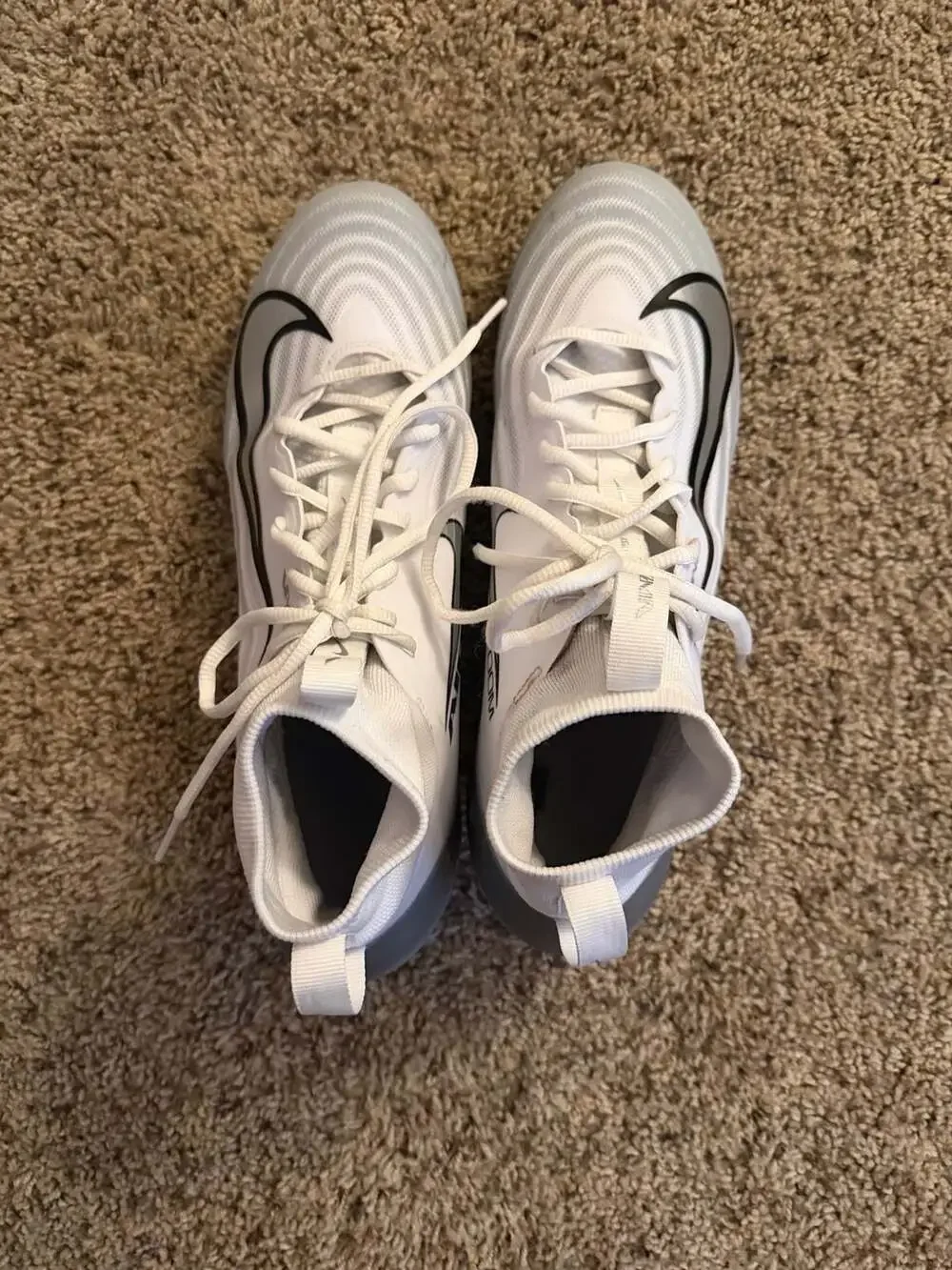 Nike Air Zoom Vapor Pro 1 Football Cleats White/Metallic Silver